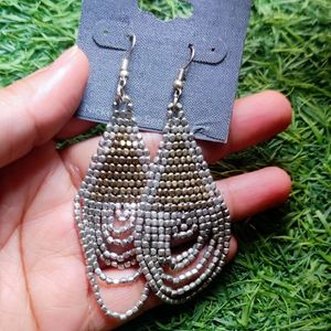 Silver & Golden Metal Beaded Earrings