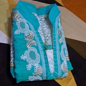 Sea Green  Net Kurti