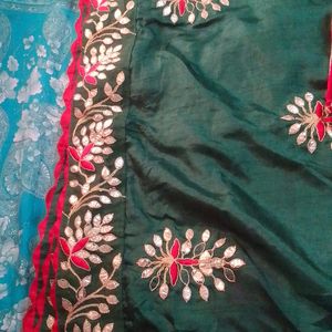 Green And Red Beautiful Sari