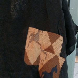 Black Brown Pocket Top