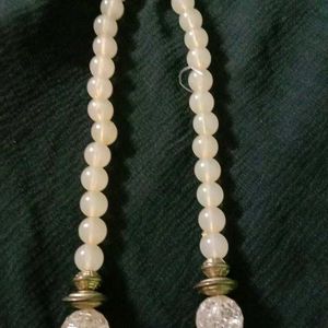 Long White Heavy Pearl Necklace