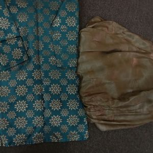 Patiala Golden Shalwar With Banarasi Kameez