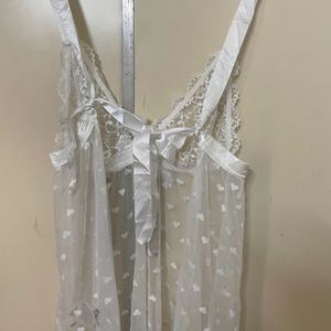 Women White Gift Wrap Net Night Dress