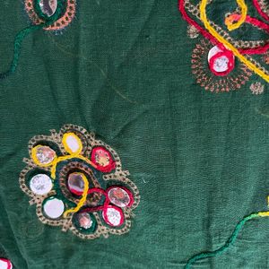 Green embroidery dupatta