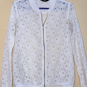 Classy White Lace Crochet Jacket