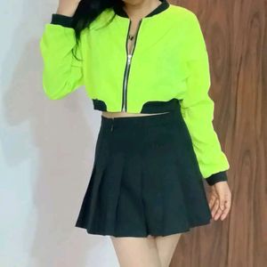 Vibrant Neon Crop Jacket Top