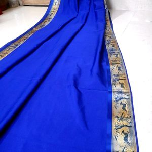 Sale 🌟Elegant Dark Royal Blue soft silk saree