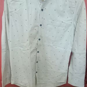 White Full Sleeves Printed Shirt