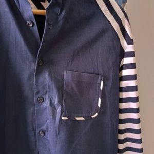 Navy Blue Luxury Designer Shirt In Cotton