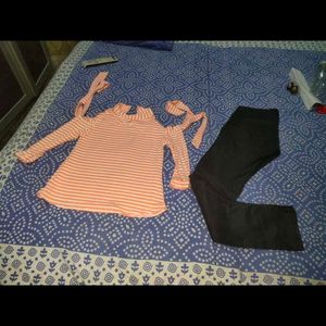 Kids Girls Top And Cargo Pants Set Imported