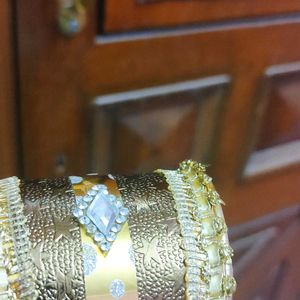 Golden Bracelet With Traditional Work