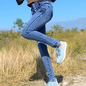 Blue High Waist Skinny Fit Jeans For Women Size 26