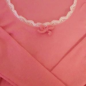 Coquette Ribbed Bow Laced Pink Crop Top