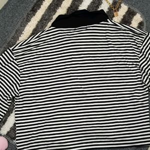 Black And White Strips Collar Top