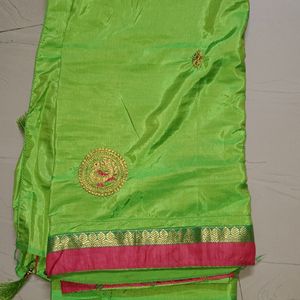 Beautyful Saree With Stitched Boat Neck Blouse