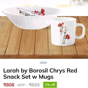 Larah Borosil Opalware Snack Set 8 Pcs