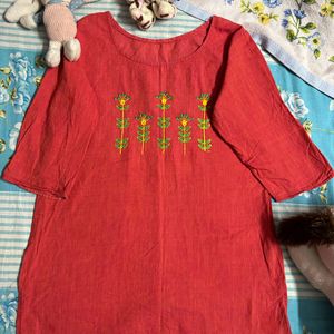 Red Short Kurta For Summer