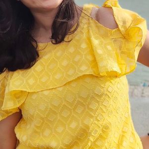 Yellow Shoulder Cut Top