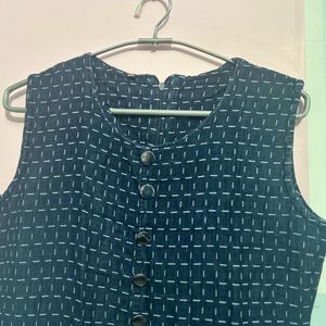 Blue Casual Check Print Dress