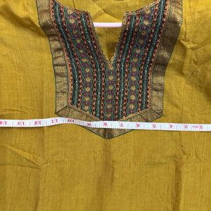 Mustard Kurta With Kutchi Embroidery