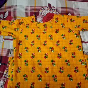 Homemade Full Set Yellow Flower Kurta With Palazzo