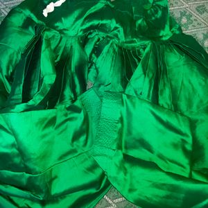 Pure Silk Bottle Green Gotta Patti Patiala Suit 💚