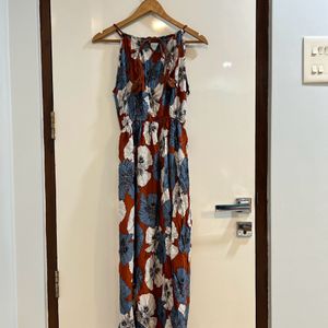 Brown Floral Beach Dress