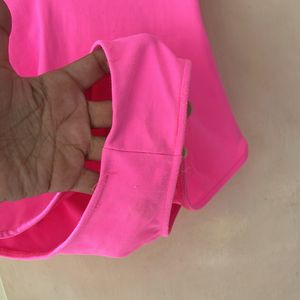 Zara Neon Pink V Neck Top