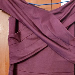 Athena Burgundy Off Shoulder Dress