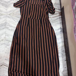 MIDI Dress Blue Colour Orange Lining