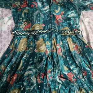 Blue Gorgeous Gown kurti with Belt