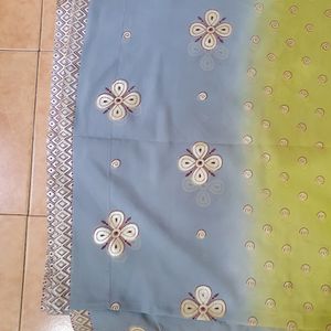 Dual Color Mika Printed Saree For Sale