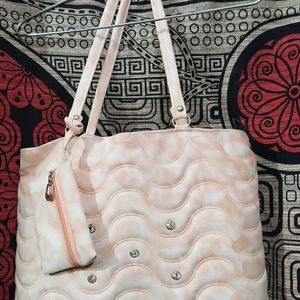 SALE ..!!Peach&White Hand Bag...