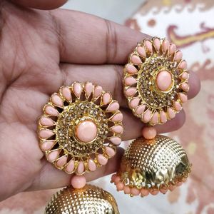 Beautiful Peach Jhumka