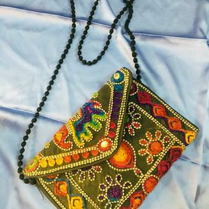 Black Colourfull Print Boho Style Sling