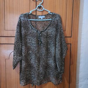 Cheetah Print Oversized Sexy Top