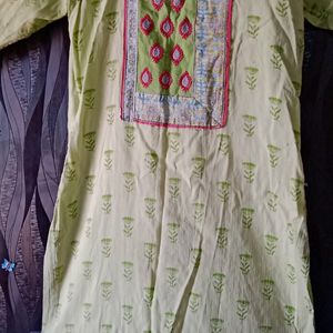 Lime Green Straight Kurta For Women