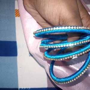 Sky-blue Threaded Bangles