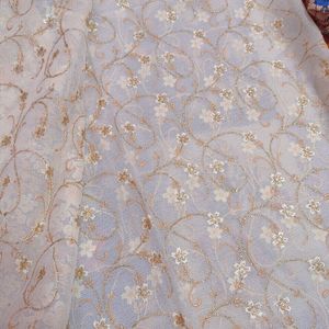 half white  glitter saree