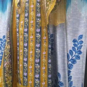 Diwali Drop Mustard Digital Print Patch Work Suit