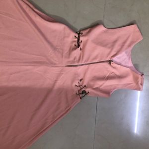 Peach Dress With Golden Chain Detailing