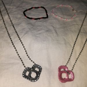 MATCHING PINK & BLACK Necklaces + Bracelets