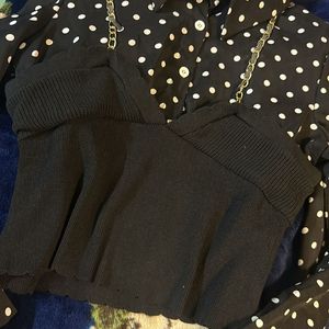 black Polka Dot Korean Top