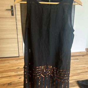 Black With Sequin Details Mini Dress