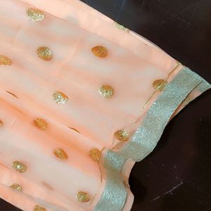 Peach Color Suit & Skirt With Dupatta 40 Bust