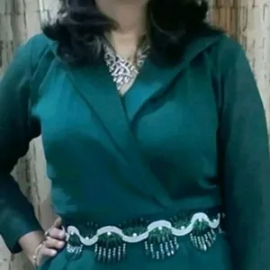 Green Peplum Dhoti Coord Set