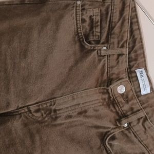 ZARA BROWN WIDE LEG DENIM