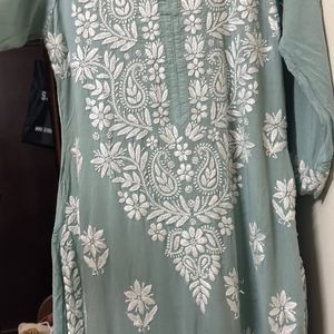 Dusty Green Chikankari Kurta