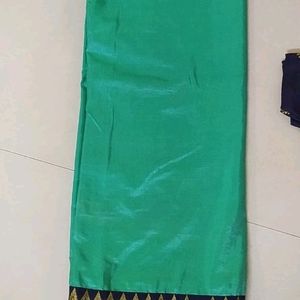 Green With Blue Blouse Saree