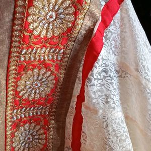 Off White-red Anarkali Kurta Set